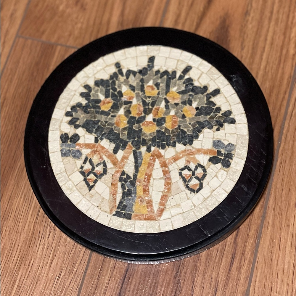 Madaba Tree of Life Round Framed Mosaic Wall Plate by Jordan Jewel